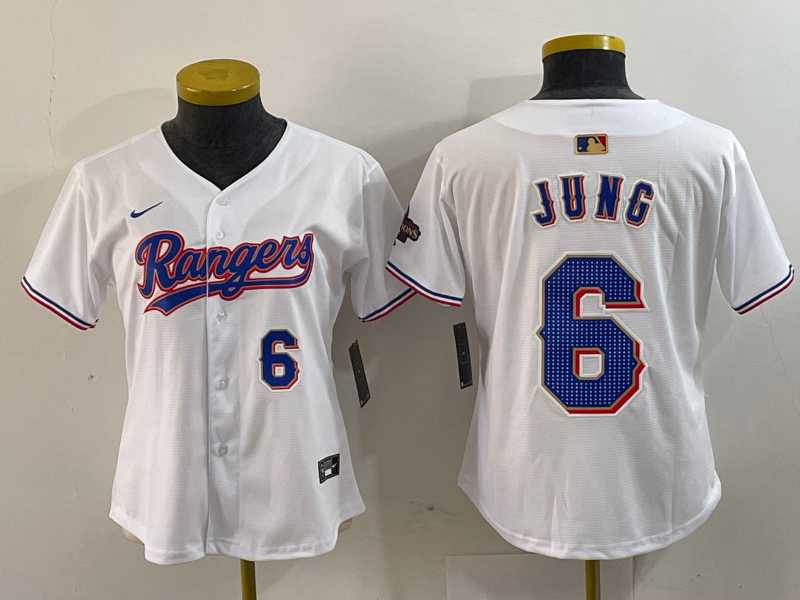 Women%27s Texas Rangers #6 Josh Jung Number White 2024 Gold Collection Limited Cool Base Jerseys